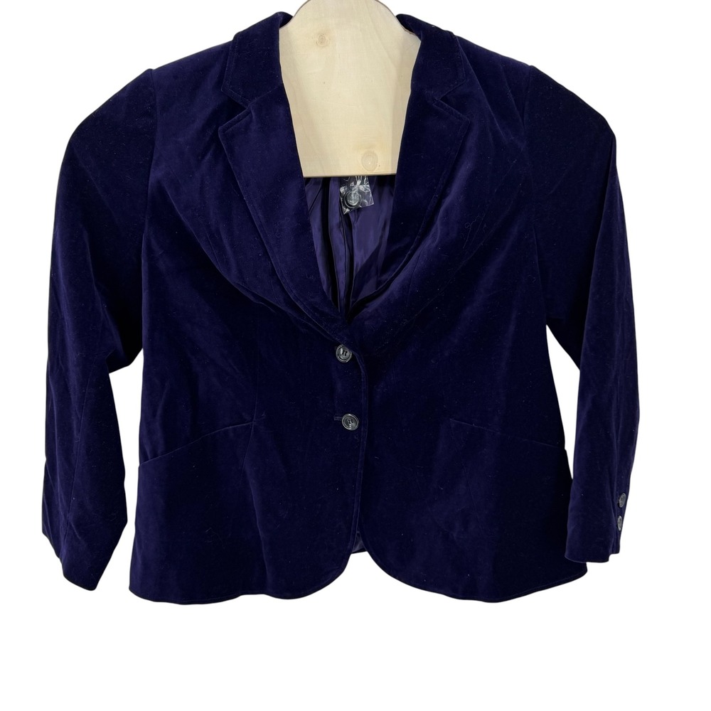 Lane Bryant Blazer Women 14 Purple 100% Cotton Velvet Professional Career Office